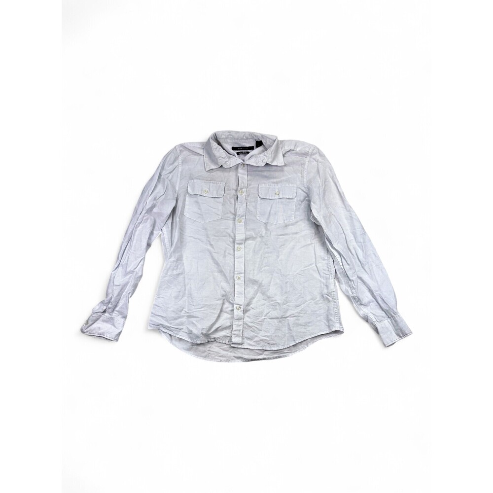 Perry Ellis Linen-Blend Button Down Shirt White L
